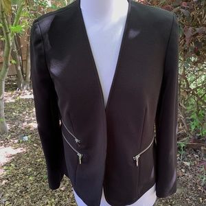 Chico's Black Moto Style Blazer Zipper Details Sz4